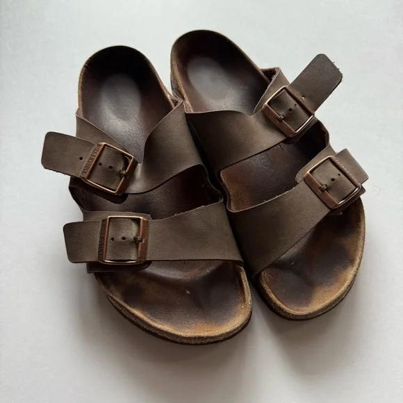 Birkenstock Arizona Birko-Flor Dark Brown Sandals - Picture 1 of 8